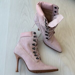 💝 Rare Manolo Blahnik Pink Oklamod booties 5.5